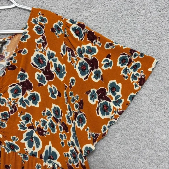 Ava & Viv 3X Floral Babydoll Midi Dress Tiered Short Sleeve Pockets - Picture 4 of 15